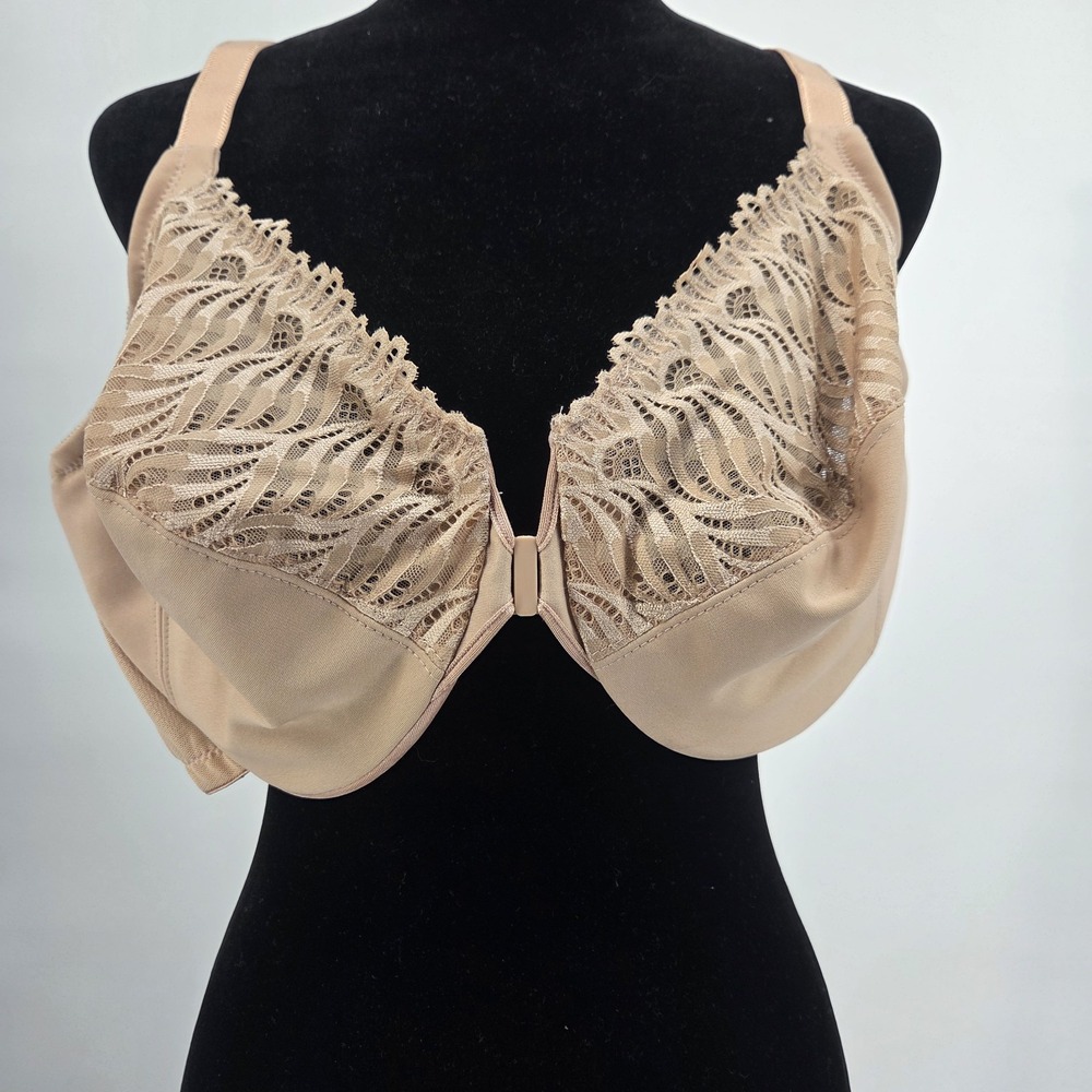 Glamorise Bra Full Coverage 42DD 15564 Beige Wireless Lace